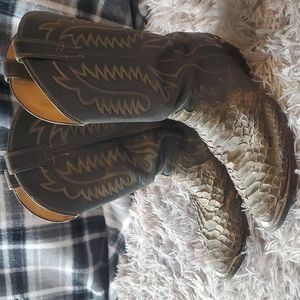 Snakeskin Justin Cowboy Boots, men's size 10